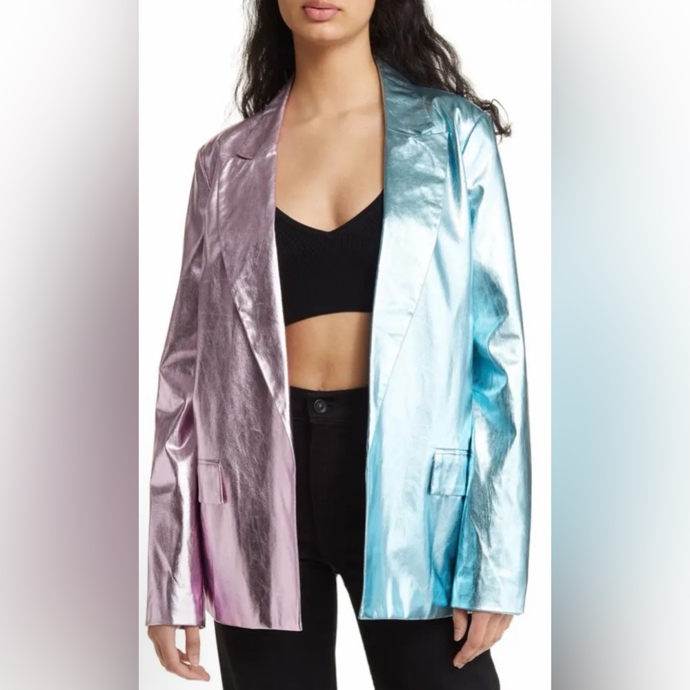 Dressed in LALA Metallic Two-Tone Pink and Blue Blazer